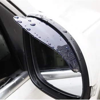2-piece universali lanksti PVC auto dalys, galinio vaizdo veidrodėliai raštas lietaus, automobilio galinio vaizdo veidrodis antakių lietaus  5