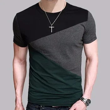B1664-Vasaros nauji vyriški marškinėliai kieto spalvų slim tendencija atsitiktinis trumparankoviai mados  10