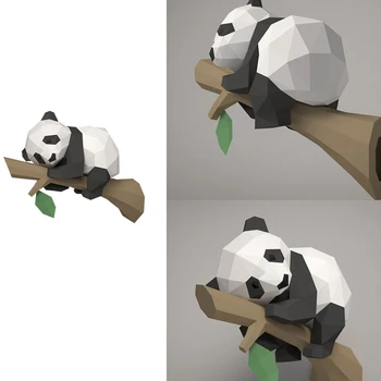 3D Gyvūnų, Popieriniai,Panda ant Medžio Geometrinis Origami Namų Dekoro,Sienų Apdaila,Švietimo, Vaikams, Žaislai  5