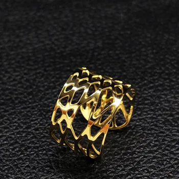 2023 m Pločio, Nerūdijančio Plieno Žiedai Moterims Geometrijos Aukso Spalvos Žiedų Moterų Papuošalai anillos acero inoxidable mujer R612231  5