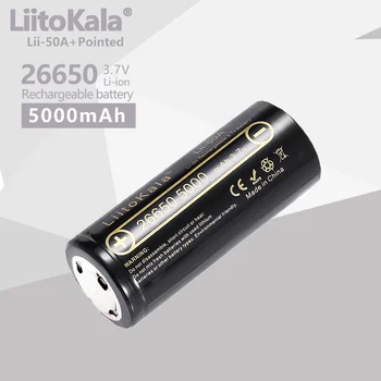 1PCS LiitoKala Lii-50A 26650 5000mAh Didelės Talpos 26650 ličio baterija Žibintuvėlis galia Banko Li-ion Įkraunama Baterija  5