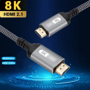 8K 60Hz HDMI-suderinamas su HD Adapterio Kabelis, Vaizdo Kabeliai 2.1 4K 120 Hz Prisitaikyti Cabl 48Gbps HDMI suderinamus 3D TV PS5 USB C HUB  10