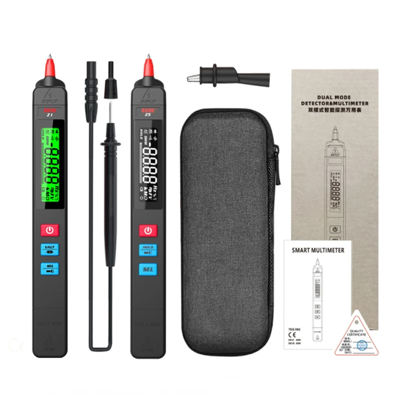 BSIDE Multimetras Skaitmeninis Testeris Smart Pen Tipo Įtampos Detektorius DC AC Talpa Ohm NCV Hz Tęstinumas, Diodų Matuoklis