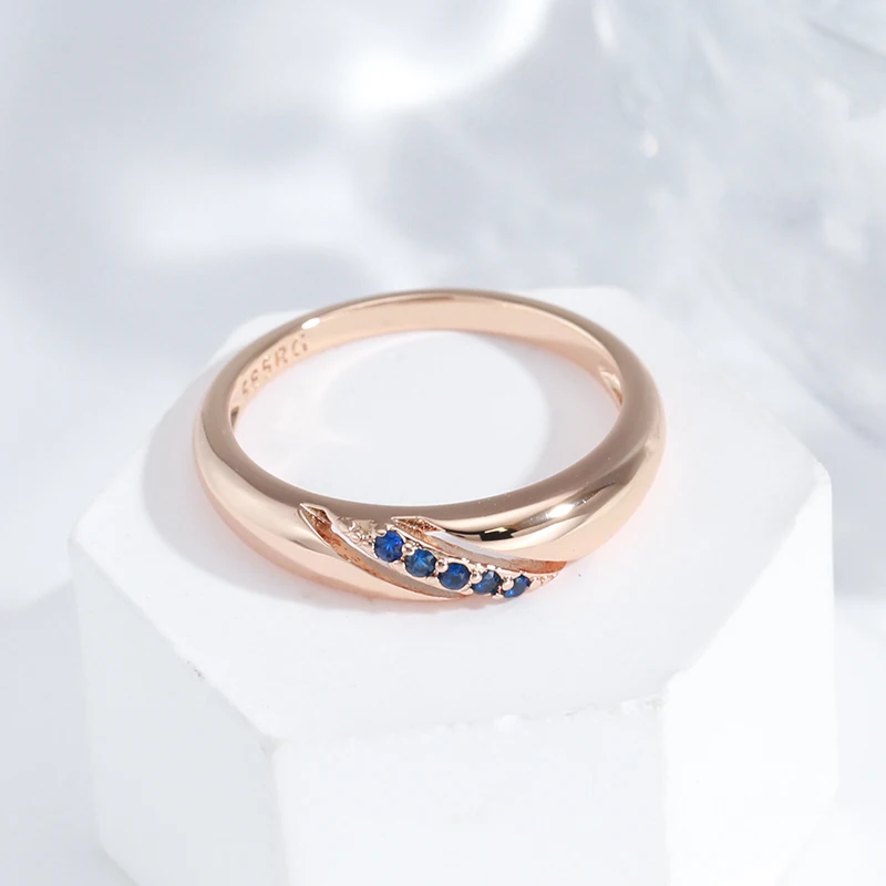 Minimalistinio Ruoželiniu Mėlyna Cirkonis 585 Rose Aukso Spalvos Mados Žiedai Moterų Derliaus Geometrinis Papuošalai Etninės Vienas Paprastas Žiedai